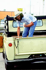 thumbnail link to photograph Steve McQueen, Idaho pick up truck 1977